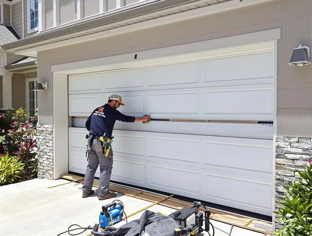 Beaumont Garage Door Repair team performing complete garage door replacement at Beaumont residence