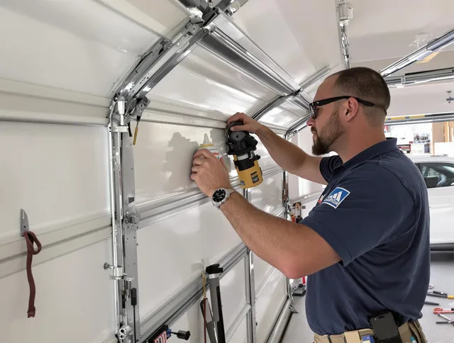 Beaumont Garage Door Repair technician quieting a noisy garage door in Beaumont