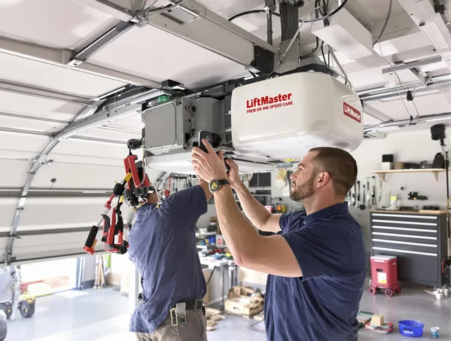 Beaumont Garage Door Repair technician performing advanced diagnostics on garage opener in Beaumont