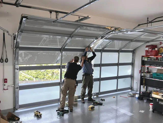 Beaumont Garage Door Repair expert performing precise panel replacement on Beaumont garage door