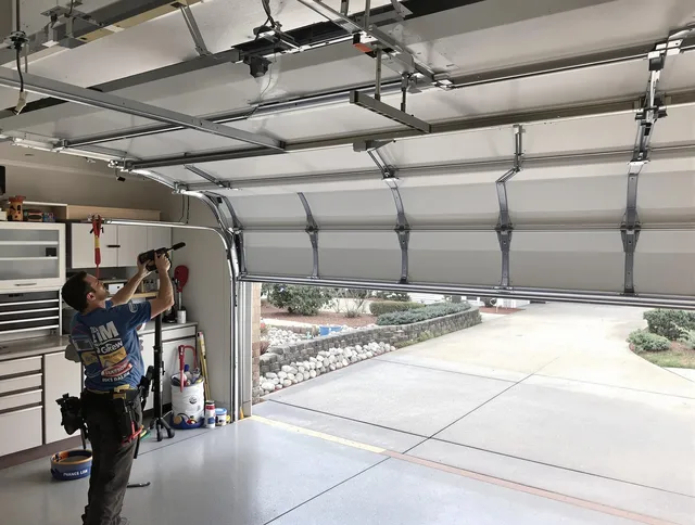 Garage door track repair service by Beaumont Garage Door Repair in Beaumont